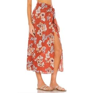 Free People Sunray Sarong Skirt - Pink & Red Combo Floral Tie XS